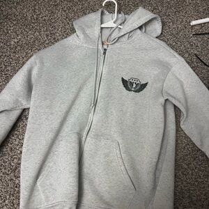 Gray Zip-Up Hoodie with NY Logo
